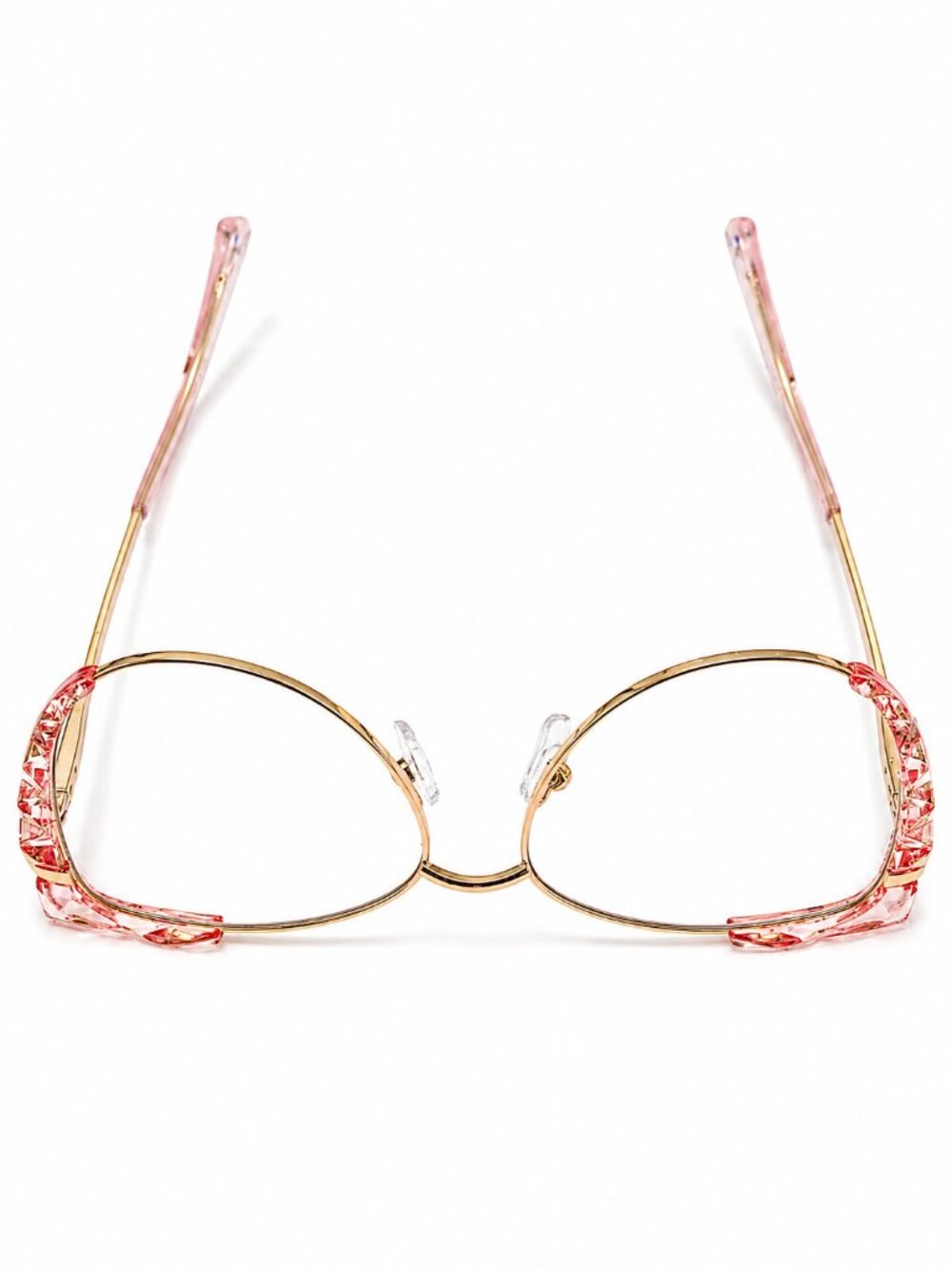 Pink Crystal Gold Cat Eye 54-16-143 Eyeglass Frames - Picture 8 of 9